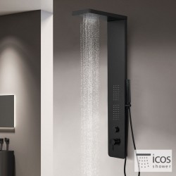 Equipped shower column 130cm, color: Black surface: Matt Indoor with hydromassage