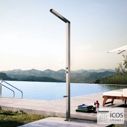 Στήλη ντους εξωτερικού χώρου από inox Η210cm, 2 εξόδων AISI 316, χρώμα: Χρωμέ επιφάνεια: Βουρτσισμένη Εξωτερικού χώρου