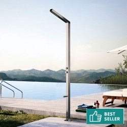 Στήλη ντους εξωτερικού χώρου από inox Η210cm, 2 εξόδων AISI 316, χρώμα: Χρωμέ επιφάνεια: Βουρτσισμένη Εξωτερικού χώρου