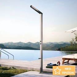 Στήλη ντους εξωτερικού χώρου από inox Η210cm, 2 εξόδων AISI 316, χρώμα: Χρωμέ επιφάνεια: Βουρτσισμένη Εξωτερικού χώρου