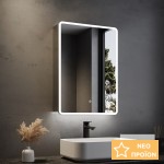 Καθρέπτης, σχήμα: Ορθογώνιο 50x70 από ξύλο συνθετικό με ντουλάπι & φωτισμό Led, χρώμα: Χρωμέ Καθρέπτες μπάνιου
