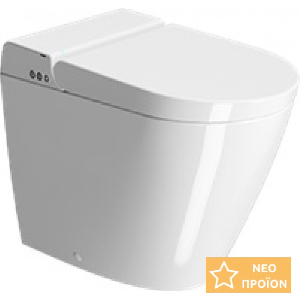 Σετ Λεκάνη επιδαπέδια ΥΠ (υψηλής πίεσης) + Κάλυμμα 59cm επιφάνεια: Γυαλιστερή, χρώμα: Λευκό Επιδαπέδιες με ντους