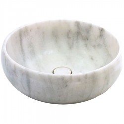 Νιπτήρας ελευθέρας τοποθέτησης 42x42x14 από μάρμαρο χωρίς οπή  χωρίς υπερχείλιση Carrara Nuovo, χρώμα: Λευκό/Γκρι επιφάνεια: Ματ Ελευθέρας τοποθέτησης