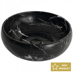 Washbasin Free standing 42x42x14 material: Marble Without hole Without overflow, color: Black surface: Glossy Free standing