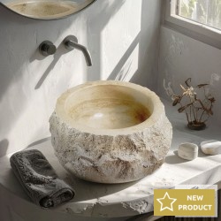Washbasin Free standing 42x42x14 material: Marble Without hole Without overflow, color: Beige surface: Matt Free standing