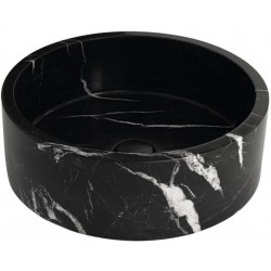 Washbasin Free standing 42x42x14 material: Marble Without hole Without overflow, color: Black surface: Glossy