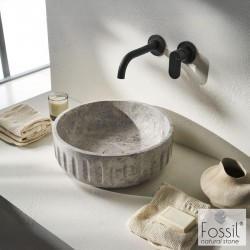 Νιπτήρας ελευθέρας τοποθέτησης 39x39x14 από μάρμαρο χωρίς οπή  χωρίς υπερχείλιση Tundra Grey, χρώμα: Γκρι επιφάνεια: Γυαλιστερή Ελευθέρας τοποθέτησης