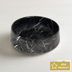 Washbasin Free standing 42x42x14 material: Marble Without hole Without overflow, color: Black surface: Glossy Free standing