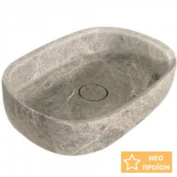 Νιπτήρας ελευθέρας τοποθέτησης 55x38x14 από μάρμαρο χωρίς οπή  χωρίς υπερχείλιση Tundra Grey, χρώμα: Γκρι επιφάνεια: Ματ Ελευθέρας τοποθέτησης