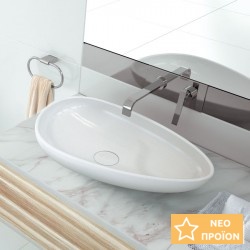 Νιπτήρας ελευθέρας τοποθέτησης 58x37x10 από πορσελάνη χωρίς οπή  χωρίς υπερχείλιση, χρώμα: Λευκό επιφάνεια: Γυαλιστερή Ελευθέρας τοποθέτησης