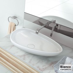 Νιπτήρας ελευθέρας τοποθέτησης 58x37x10 από πορσελάνη χωρίς οπή  χωρίς υπερχείλιση, χρώμα: Λευκό επιφάνεια: Γυαλιστερή Ελευθέρας τοποθέτησης