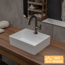 Νιπτήρας ελευθέρας τοποθέτησης 29,5x23,5x9 από πορσελάνη με μία οπή χωρίς υπερχείλιση, χρώμα: Λευκό επιφάνεια: Γυαλιστερή Ελευθέρας τοποθέτησης