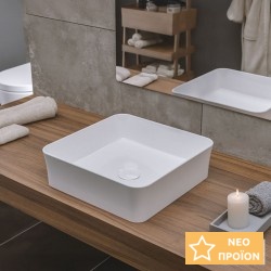 Νιπτήρας ελευθέρας τοποθέτησης 38,5x38,5x11,5 από πορσελάνη χωρίς οπή  χωρίς υπερχείλιση, χρώμα: Λευκό επιφάνεια: Γυαλιστερή Ελευθέρας τοποθέτησης