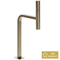 Wash basin tap Deck-mounted for free-standing washbasin material: Brass mixer With push-open waste set, color: Chrome surface: Brushed Deck-mounted