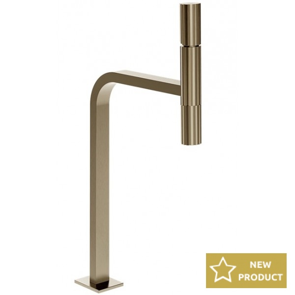 Wash basin tap Deck-mounted for free-standing washbasin material: Brass mixer Without waste, color: Chrome surface: Brushed Deck-mounted