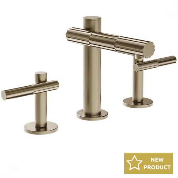 Wash basin tap Deck-mounted dual-level material: Brass Without waste Μ size, color: Chrome surface: Brushed Deck-mounted