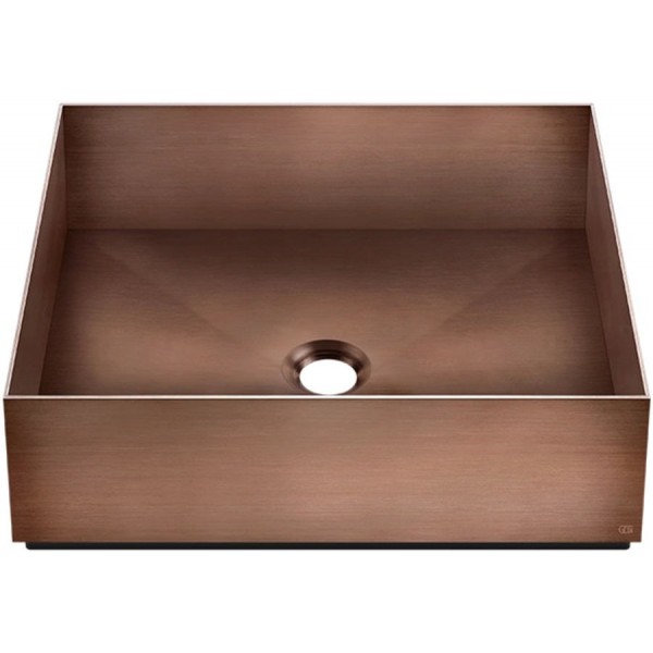 Washbasin Free standing 40x40x12,5 material: Inox Without hole Without overflow, color: Bronze surface: Brushed Free standing Washbasin Free standing 40x40x12,5 material: Inox Without hole Without overflow, color: Bronze surface: Brushed Free standing