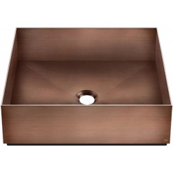 Νιπτήρας ελευθέρας τοποθέτησης 40x40x12,5 από inox χωρίς οπή  χωρίς υπερχείλιση Copper Brushed PVD, χρώμα: Μπρονζέ επιφάνεια: Βουρτσισμένη Ελευθέρας τοποθέτησης