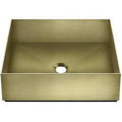 Νιπτήρας ελευθέρας τοποθέτησης 40x40x12,5 από inox χωρίς οπή  χωρίς υπερχείλιση Brass Brushed PVD, χρώμα: Χρυσό επιφάνεια: Βουρτσισμένη Ελευθέρας τοποθέτησης