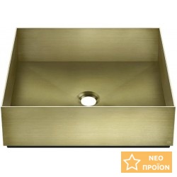 Νιπτήρας ελευθέρας τοποθέτησης 40x40x12,5 από inox χωρίς οπή  χωρίς υπερχείλιση Brass Brushed PVD, χρώμα: Χρυσό επιφάνεια: Βουρτσισμένη Ελευθέρας τοποθέτησης