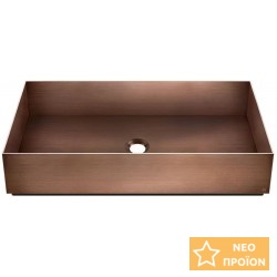 Νιπτήρας ελευθέρας τοποθέτησης 60x35x12,5 από inox χωρίς οπή  χωρίς υπερχείλιση Copper Brushed PVD, χρώμα: Μπρονζέ επιφάνεια: Βουρτσισμένη Ελευθέρας τοποθέτησης