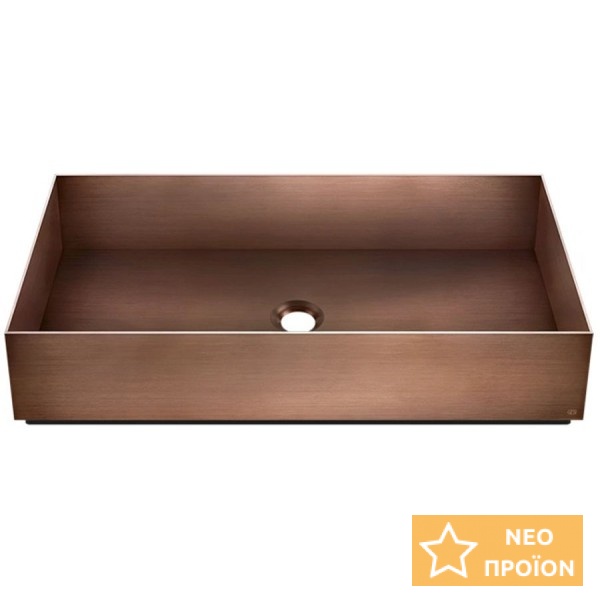 Νιπτήρας ελευθέρας τοποθέτησης 60x35x12,5 από inox χωρίς οπή  χωρίς υπερχείλιση Copper Brushed PVD, χρώμα: Μπρονζέ επιφάνεια: Βουρτσισμένη Ελευθέρας τοποθέτησης