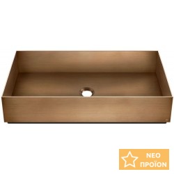 Νιπτήρας ελευθέρας τοποθέτησης 60x35x12,5 από inox χωρίς οπή  χωρίς υπερχείλιση Warm Bronze Brushed PVD, χρώμα: Μπρονζέ επιφάνεια: Βουρτσισμένη Ελευθέρας τοποθέτησης