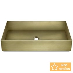Νιπτήρας ελευθέρας τοποθέτησης 60x35x12,5 από inox χωρίς οπή  χωρίς υπερχείλιση Brass Brushed PVD, χρώμα: Χρυσό επιφάνεια: Βουρτσισμένη Ελευθέρας τοποθέτησης