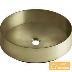 Νιπτήρας ελευθέρας τοποθέτησης 40x40x12,5 από inox χωρίς οπή  χωρίς υπερχείλιση Brass brushed PVD, χρώμα: Χρυσό επιφάνεια: Βουρτσισμένη Ελευθέρας τοποθέτησης