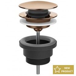 Waste Valve Stop & Go, 10-65mm Copper PVD Without overflow material: Brass surface: Glossy, color: Bronze Waste overflows