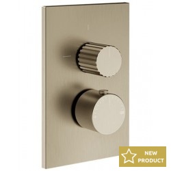 Shower tap Wall-mounted external part 1 way material: Brass thermostatic With plate without hand shower, hose and holder Finox Brushed Nickel, color: Chrome surface: Brushed
