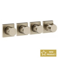 Shower tap Wall-mounted external part 3 way 4 holes material: Brass thermostatic with separate exits without hand shower, hose and holder Finox Brushed Nickel, color: Chrome surface: Brushed Wall-mounted - external part