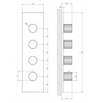Shower tap Wall-mounted external part 3 way material: Brass thermostatic With plate with separate exits without hand shower, hose and holder Finox Brushed Nickel, color: Chrome surface: Brushed Wall-mounted - external part