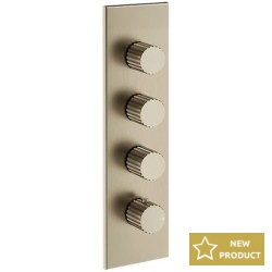 Shower tap Wall-mounted external part 3 way material: Brass thermostatic With plate with separate exits without hand shower, hose and holder Finox Brushed Nickel, color: Chrome surface: Brushed Wall-mounted - external part