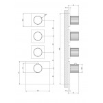 Shower tap Wall-mounted external part 3 way 4 holes material: Brass thermostatic with separate exits without hand shower, hose and holder Finox Brushed Nickel, color: Chrome surface: Brushed Wall-mounted - external part