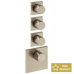 Shower tap Wall-mounted external part 3 way 4 holes material: Brass thermostatic with separate exits without hand shower, hose and holder Finox Brushed Nickel, color: Chrome surface: Brushed Wall-mounted - external part