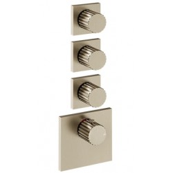 Shower tap Wall-mounted external part 3 way 4 holes material: Brass thermostatic with separate exits without hand shower, hose and holder Finox Brushed Nickel, color: Chrome surface: Brushed Wall-mounted - external part