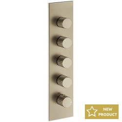 Shower tap Wall-mounted external part 4 way material: Brass thermostatic With plate with separate exits without hand shower, hose and holder Finox Brushed Nickel, color: Chrome surface: Brushed