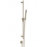 Shower slider rail 90cm material: Brass 1,50m with hand shower, hose & outlet elbow, color: Chrome surface: Brushed Shower slider rails Shower slider rail 90cm material: Brass 1,50m with hand shower, hose & outlet elbow, color: Chrome surface: Brushed Shower slider rails