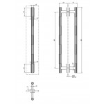 Λαβή καμπίνας ντους διπλή, 45cm, Finox Brushed Nickel, χρώμα: Χρωμέ Λαβές καμπίνας 