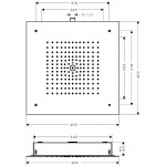 Κεφαλή ντους οροφής 40x40 από ορείχαλκο 1 ροής 400/400 Ecosmart, χρώμα: Μαύρο επιφάνεια: Ματ Κεφαλές ντους