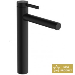 Wash basin tap Deck-mounted for free-standing washbasin material: Brass mixer With push-open waste set, color: Black surface: Matt