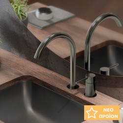 Μπαταρία νιπτήρος επικαθήμενη αναμεικτική από ορείχαλκο υψηλή χωρίς βαλβίδα Black Brushed, χρώμα: Μαύρο επιφάνεια: Βουρτσισμένη Επικαθήμενες