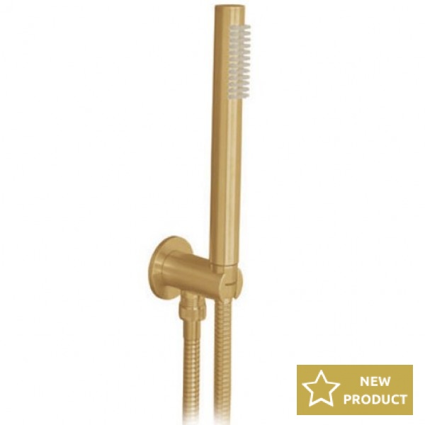 Shower head W/ hose, holder and outlet elbow 1 jet, color: Gold surface: Brushed Hand showers Shower head W/ hose, holder and outlet elbow 1 jet, color: Gold surface: Brushed Hand showers