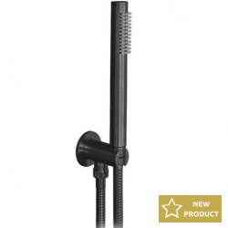 Shower head W/ hose and holder 1 jet, color: Black surface: Brushed Hand showers