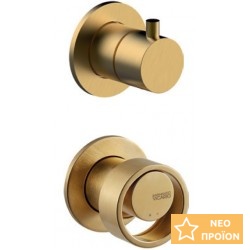 Μπαταρία ντουζιέρας εντοιχιζόμενη 2 εξόδων / 3 εξόδων 2 οπών αναμεικτική από ορείχαλκο με ξεχωριστές εξόδους Brushed Gold, χρώμα: Χρυσό επιφάνεια: Βουρτσισμένη Εντοιχιζόμενες εξωτερικό μέρος