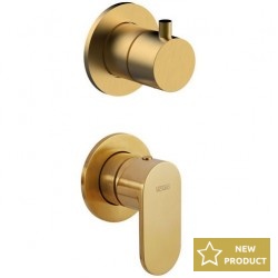 Shower tap Wall-mounted concealed - complete set 2 holes 2 way / 3 way material: Brass mixer without hand shower, hose and holder, color: Bronze surface: Brushed Wall-mounted - external part