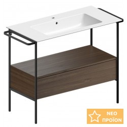 Βάση επίπλου με νιπτήρα 102,6x46 από αλουμίνιο επίτοιχου τύπου με 1 νιπτήρα & πετσετοθήκη, χρώμα: Μαύρο Βάσεις επίπλου με νιπτήρα