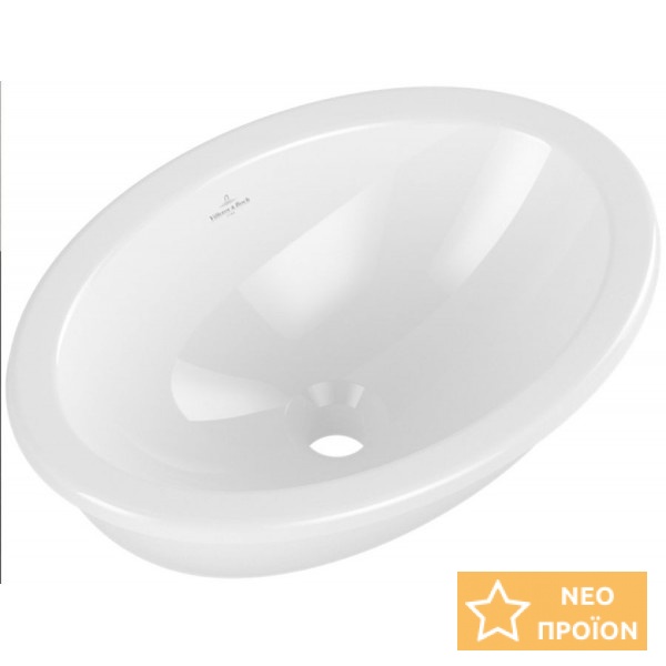 Νιπτήρας υποκαθήμενος 43x29 από πορσελάνη Ceramic Plus, White Alpin (50,5x36,5) με υπερχείλιση, χρώμα: Λευκό επιφάνεια: Γυαλιστερή Υποκαθήμενοι