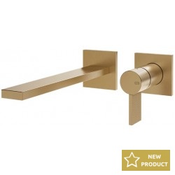 Wash basin tap Wall-mounted - external part 2 holes mixer Without waste, color: Bronze 19,7cm material: Brass surface: Brushed Wall-mounted - external part